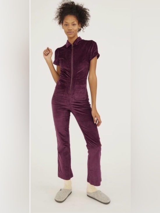 Urban Outfitters Pants - Urban Outfitters Plum Velvet Zip Jumpsuit